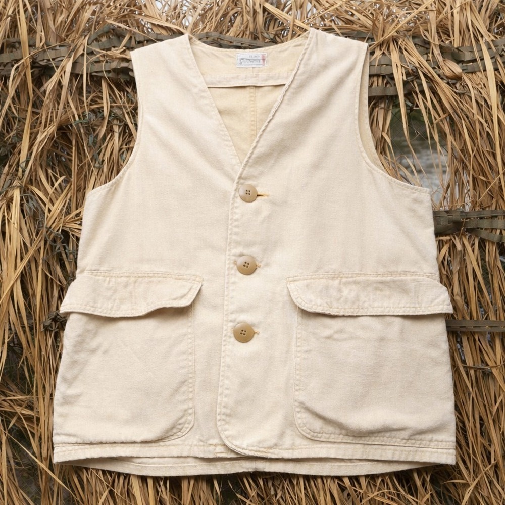 VTG Sears Sportswear Men's Hunting Vest Beige Canvas Utility Pockets USA Size 40